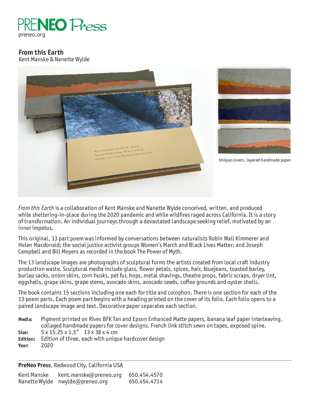 Nanette Wylde and Kent Manske<br>PreNeo Press/Hunger Button Books: <br><i>From This Earth</i> - Image 5